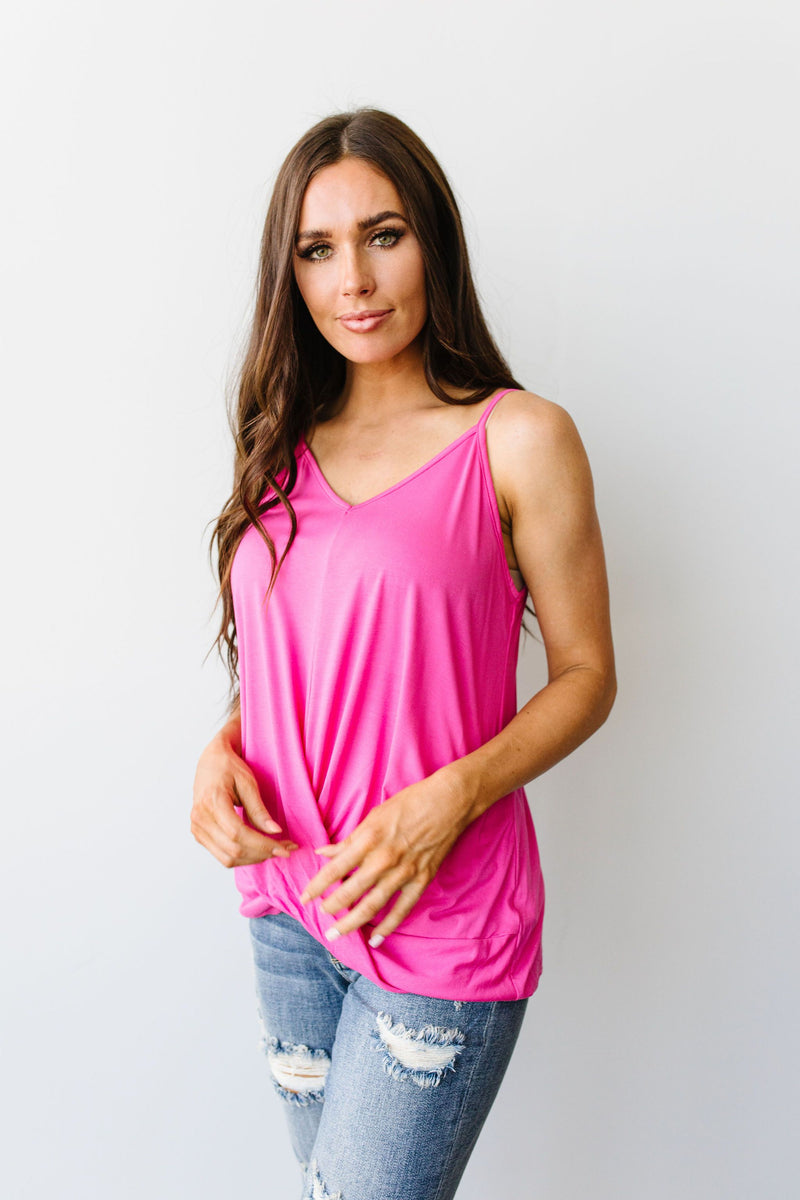 Simply Twisted Tank In Pink